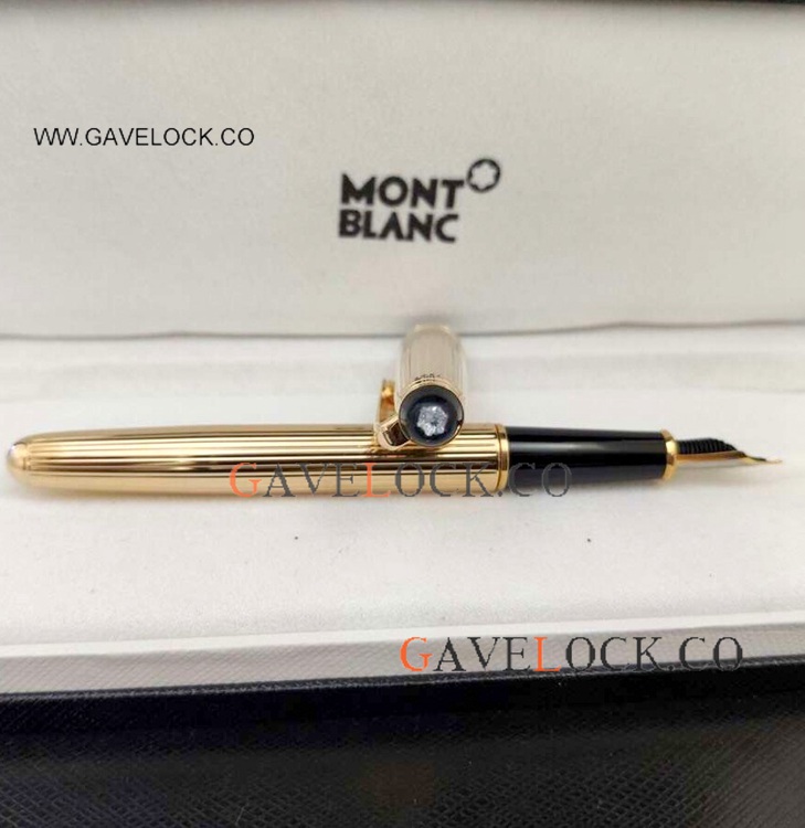 Luxury Mont Blanc Meisterstuck Gold Fountain Pen with Diamond